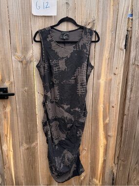 Porto Sleeveless Abstract-Print Midi Dress Size 3